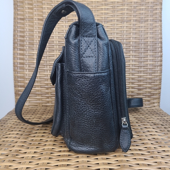 Fossil Black Leather Crossbody Shoulder Purse Bag Adjustable Strap - Picture 6 of 16